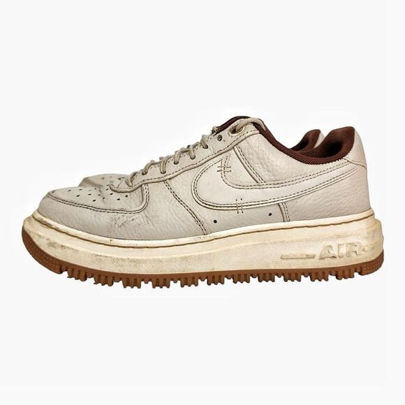 Nike Air Force One Pecan Luxe Low Leather Athletic Basketball Sneakers Size 10 - Picture 1 of 6